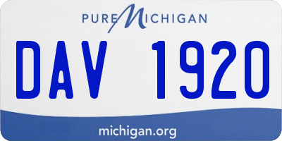 MI license plate DAV1920