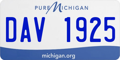 MI license plate DAV1925
