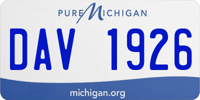 MI license plate DAV1926