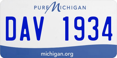 MI license plate DAV1934