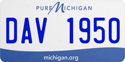 MI license plate DAV1950
