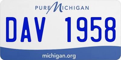 MI license plate DAV1958