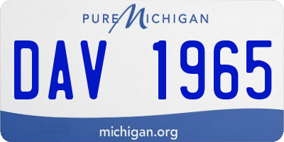 MI license plate DAV1965