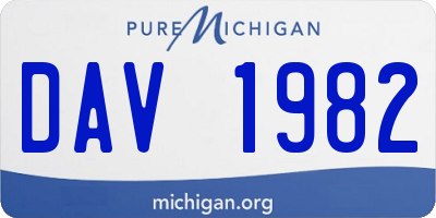 MI license plate DAV1982