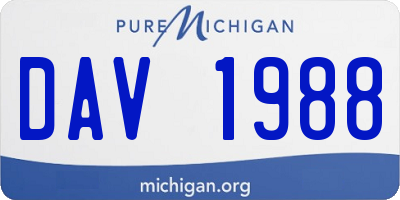 MI license plate DAV1988