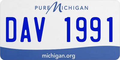 MI license plate DAV1991