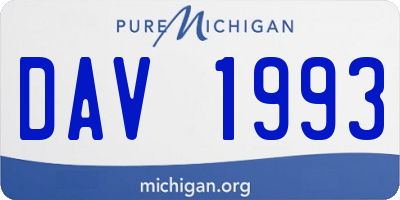 MI license plate DAV1993
