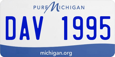 MI license plate DAV1995