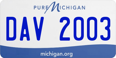 MI license plate DAV2003