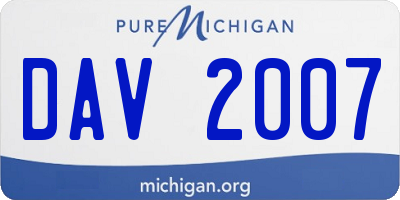 MI license plate DAV2007