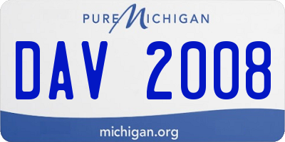 MI license plate DAV2008