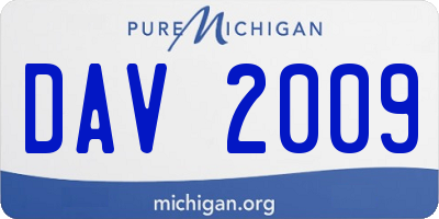 MI license plate DAV2009