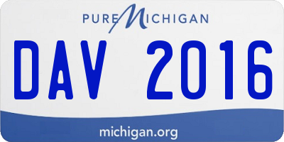 MI license plate DAV2016