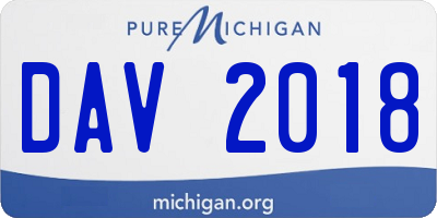 MI license plate DAV2018