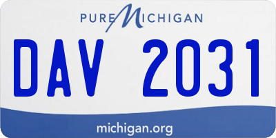 MI license plate DAV2031