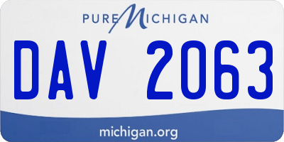 MI license plate DAV2063