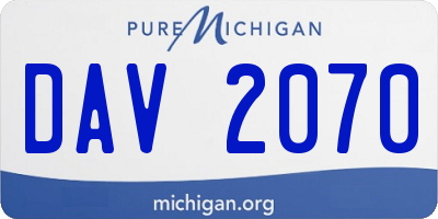 MI license plate DAV2070