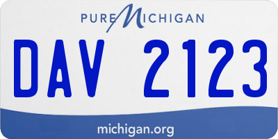 MI license plate DAV2123
