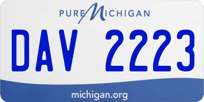 MI license plate DAV2223