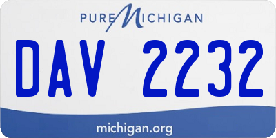 MI license plate DAV2232