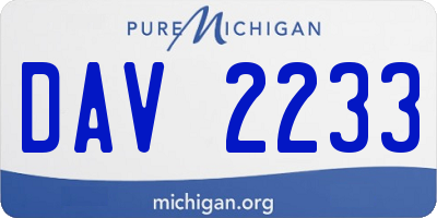 MI license plate DAV2233
