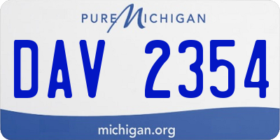 MI license plate DAV2354