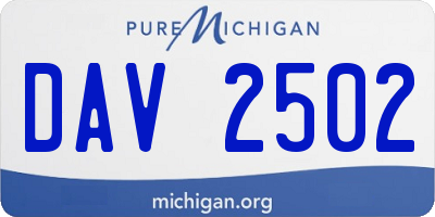MI license plate DAV2502