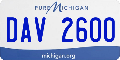 MI license plate DAV2600