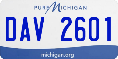MI license plate DAV2601