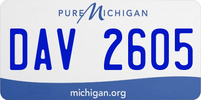 MI license plate DAV2605