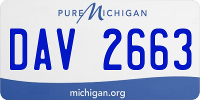MI license plate DAV2663