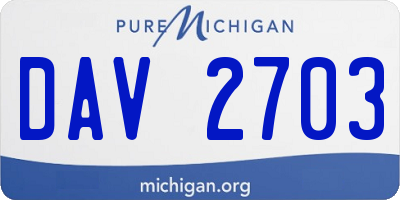 MI license plate DAV2703