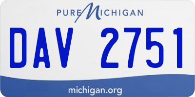 MI license plate DAV2751