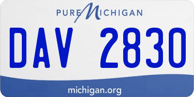 MI license plate DAV2830