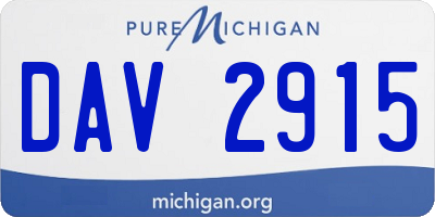 MI license plate DAV2915