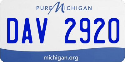 MI license plate DAV2920
