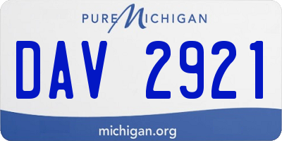 MI license plate DAV2921