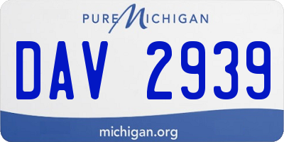 MI license plate DAV2939