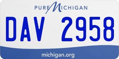 MI license plate DAV2958