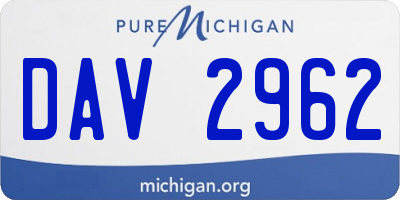 MI license plate DAV2962
