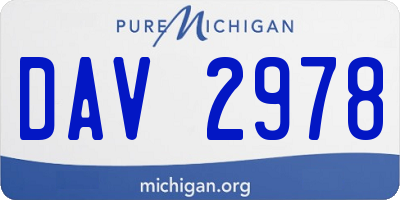 MI license plate DAV2978