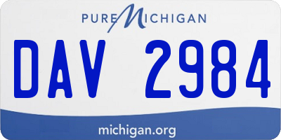 MI license plate DAV2984