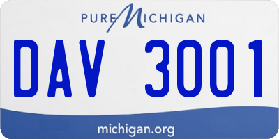 MI license plate DAV3001