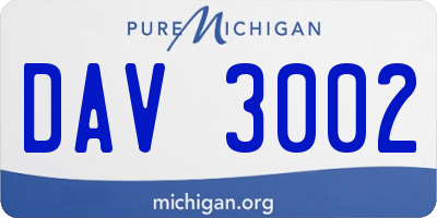 MI license plate DAV3002
