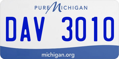 MI license plate DAV3010
