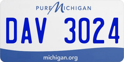 MI license plate DAV3024