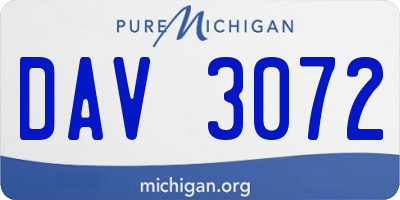 MI license plate DAV3072