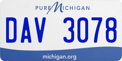 MI license plate DAV3078