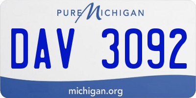 MI license plate DAV3092