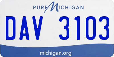 MI license plate DAV3103